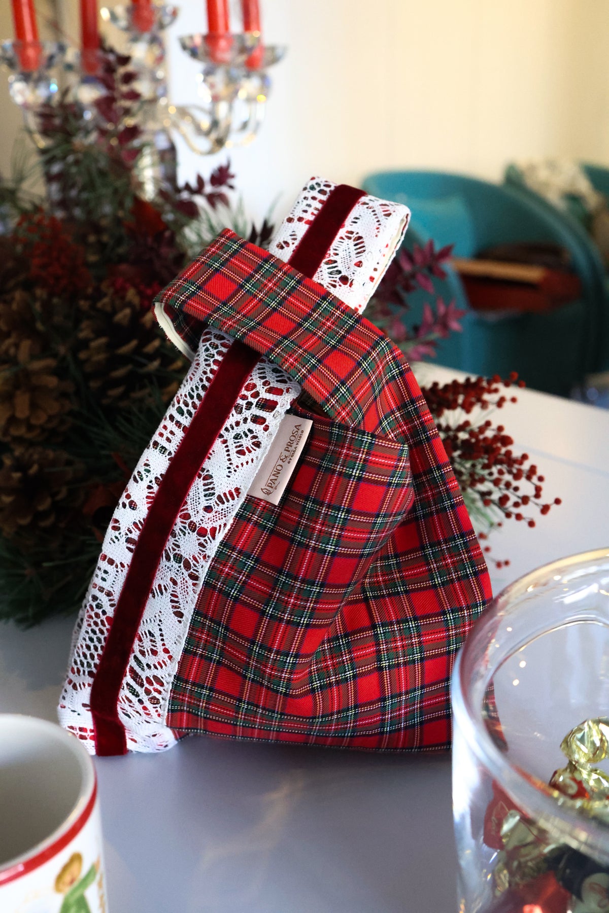 Red Checkered Bread Bag