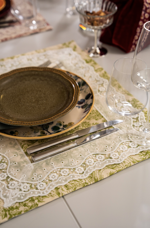 Individual Toile de Jouy Verde