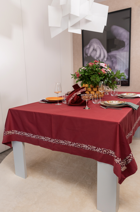 Love Language Burgundy Tablecloths