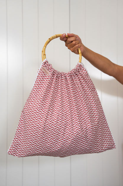 Saco de Pano Vermelho e Branco